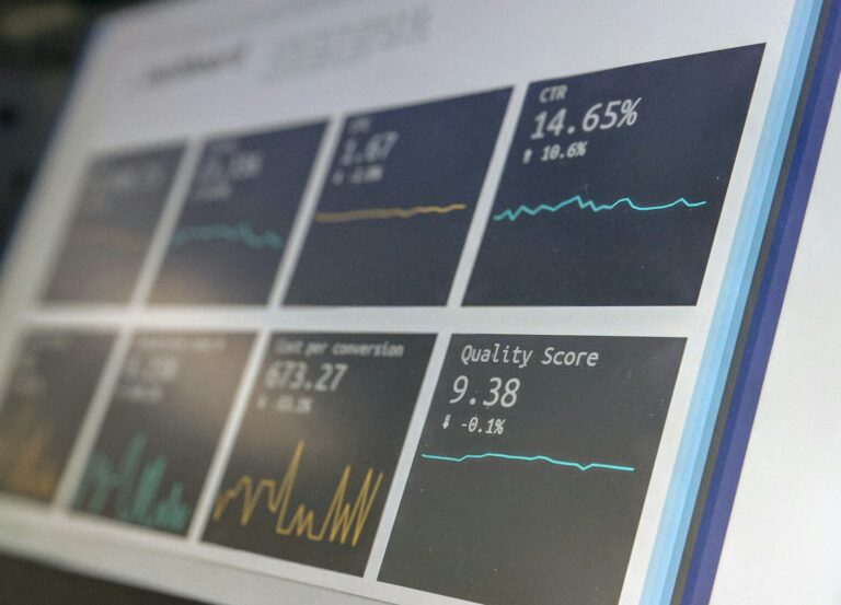 Monitoring-Bildschirm mit Kennzahlen